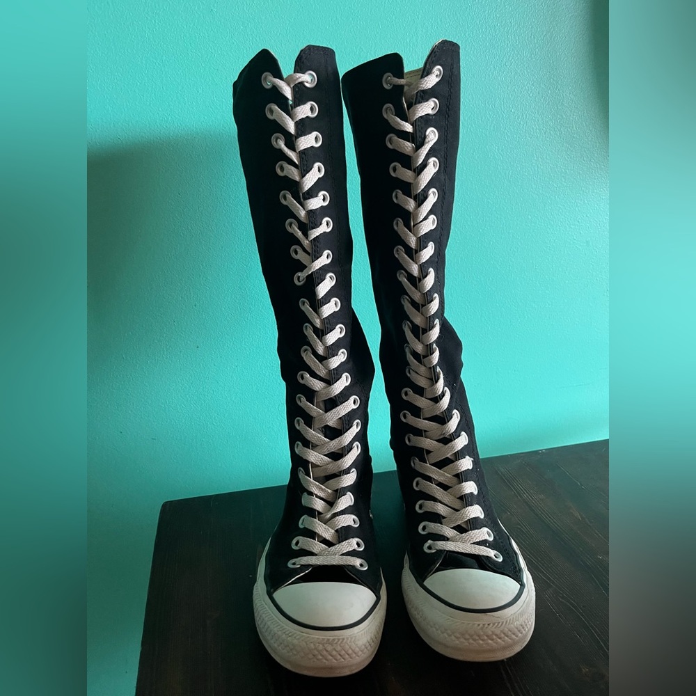 Knee high black canvas 1V708 women’s 7 Converse